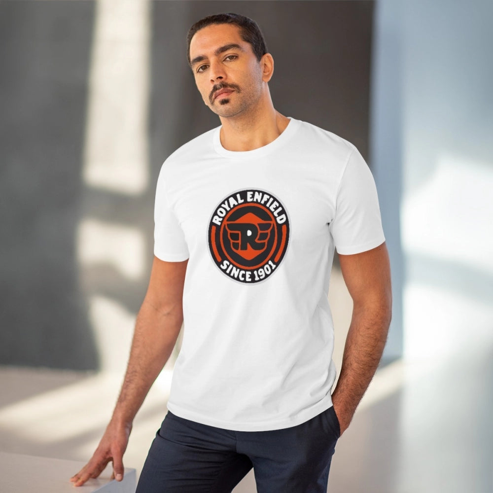 Amfyn Men's PC Cotton Bike Ride Design Printed T Shirt (Color: White, Thread Count: 180GSM)