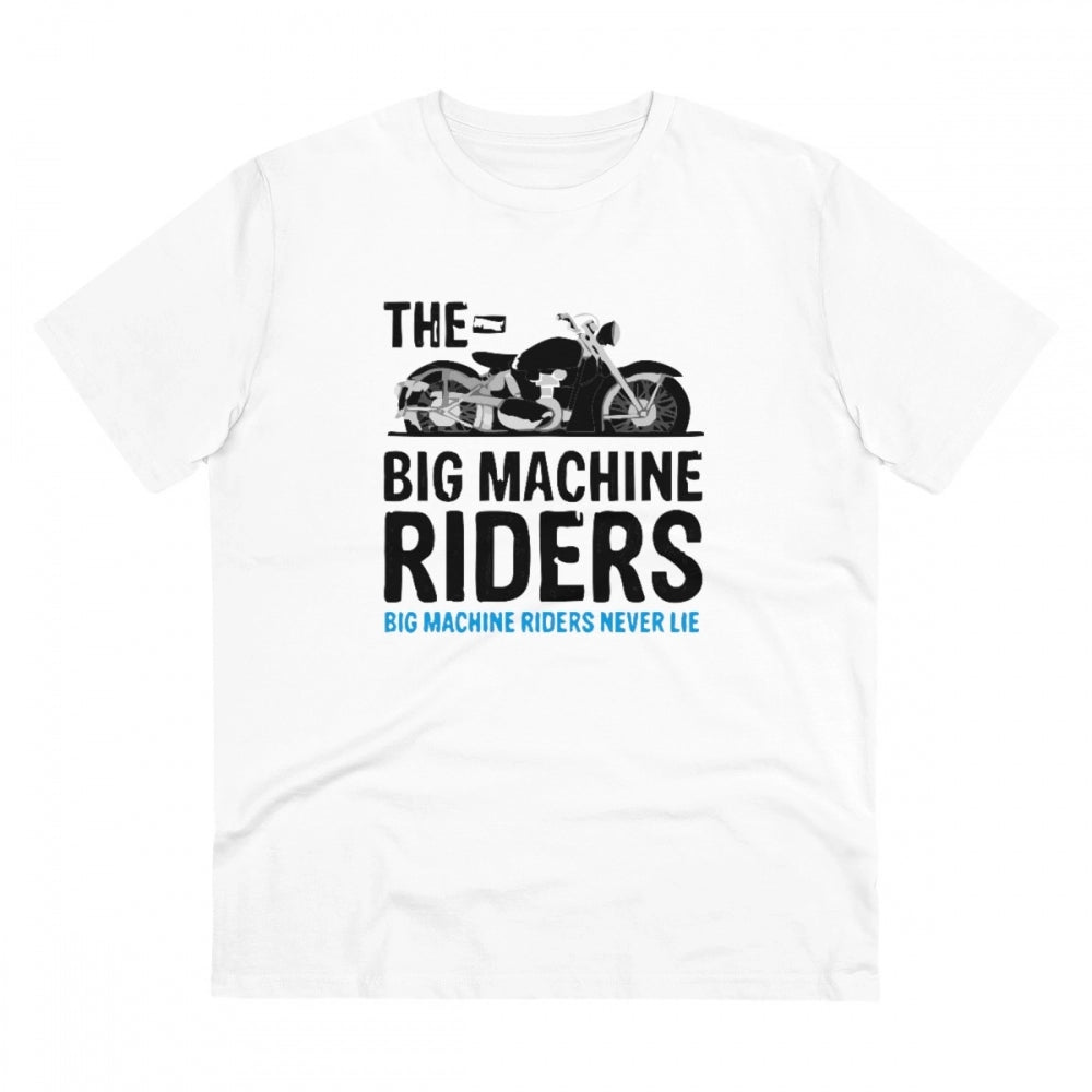 Amfyn Men's PC Cotton Bike Ride Design Printed T Shirt (Color: White, Thread Count: 180GSM)