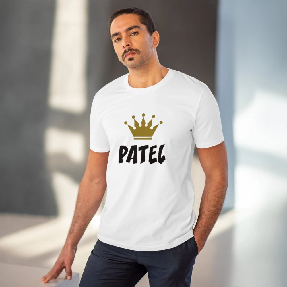 Amfyn Men's PC Cotton Patel Printed T Shirt (Color: White, Thread Count: 180GSM)