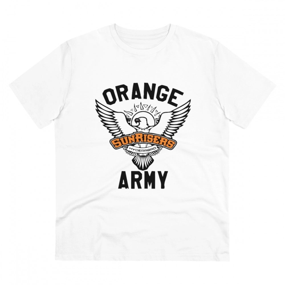 Amfyn Men's PC Cotton Cricket Design Printed T Shirt (Color: White, Thread Count: 180GSM)