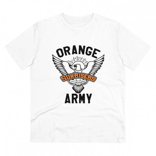 Amfyn Men's PC Cotton Cricket Design Printed T Shirt (Color: White, Thread Count: 180GSM)