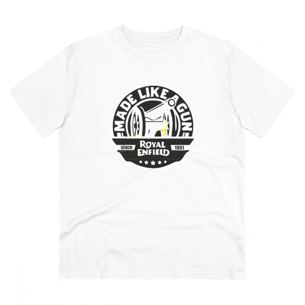 Amfyn Men's PC Cotton Bike Ride Design Printed T Shirt (Color: White, Thread Count: 180GSM)