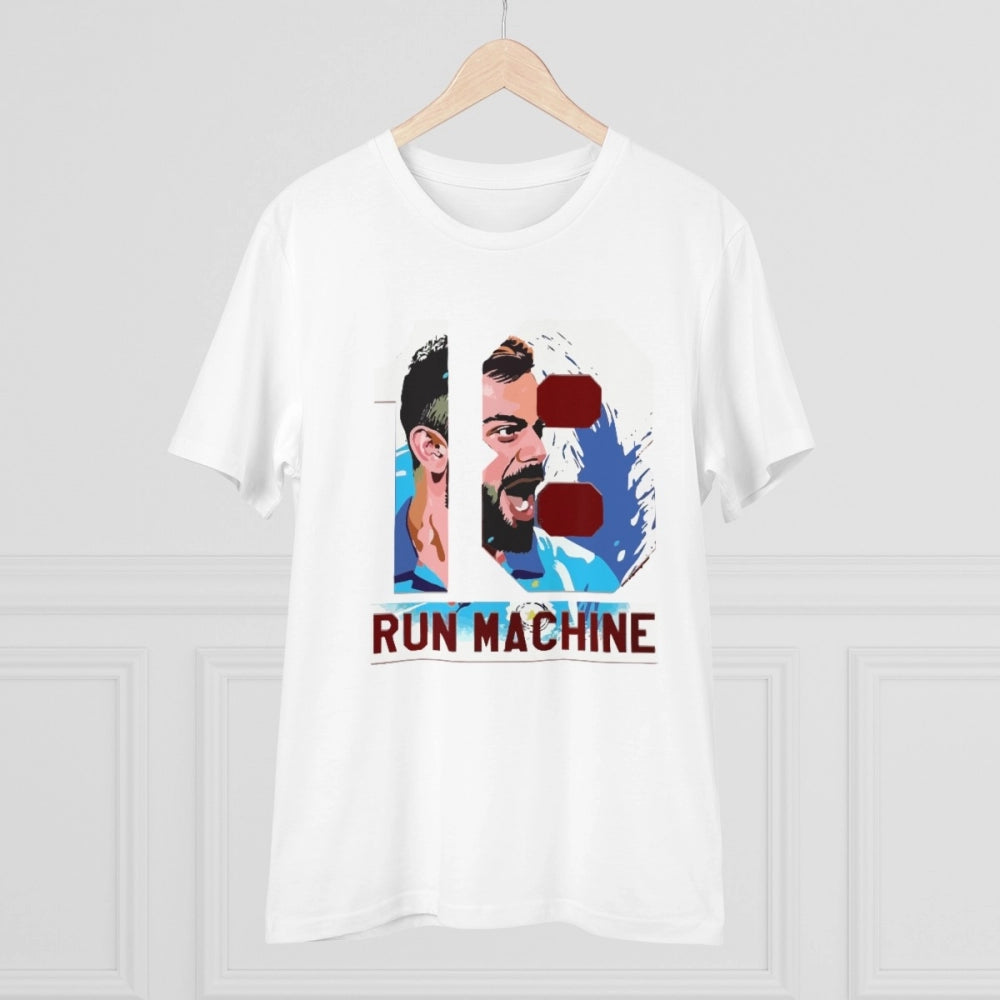 Amfyn Men's PC Cotton Cricket Design Printed T Shirt (Color: White, Thread Count: 180GSM)