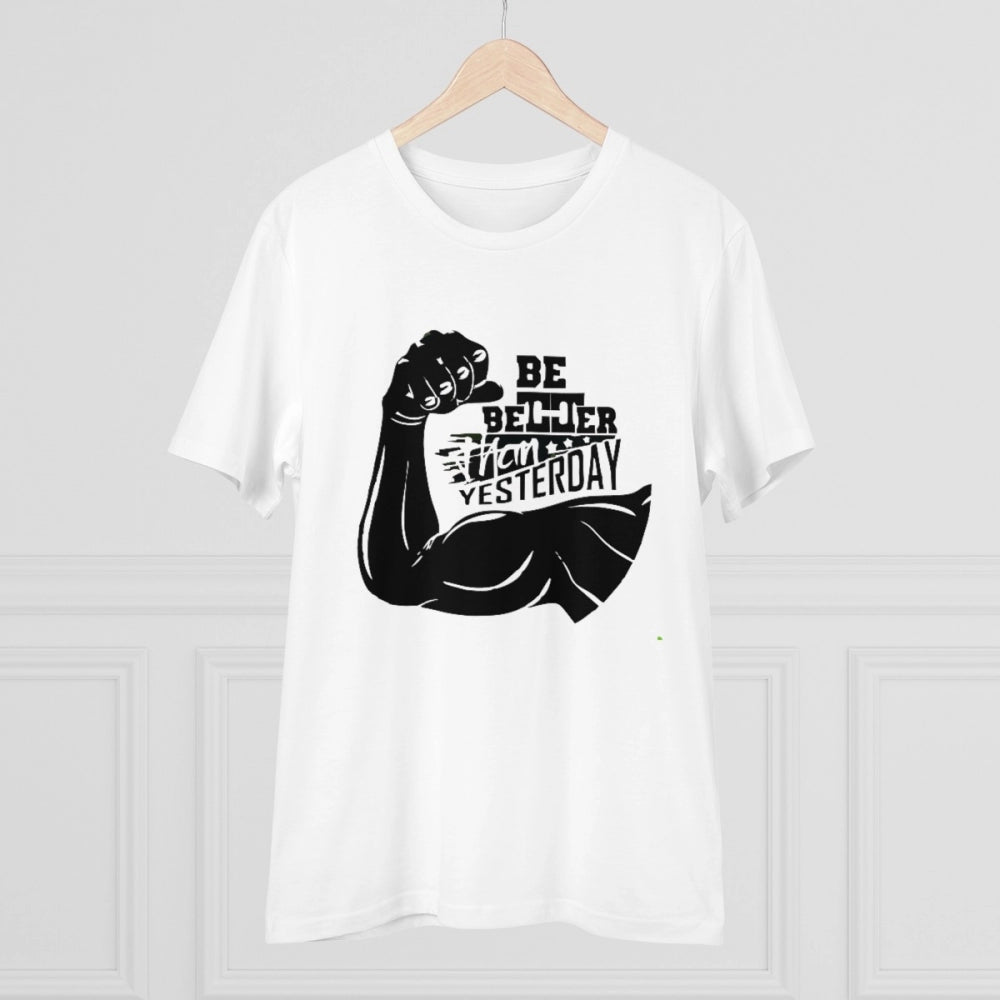 Amfyn Men's PC Cotton Be Beter Than Yesterday Printed T Shirt (Color: White, Thread Count: 180GSM)
