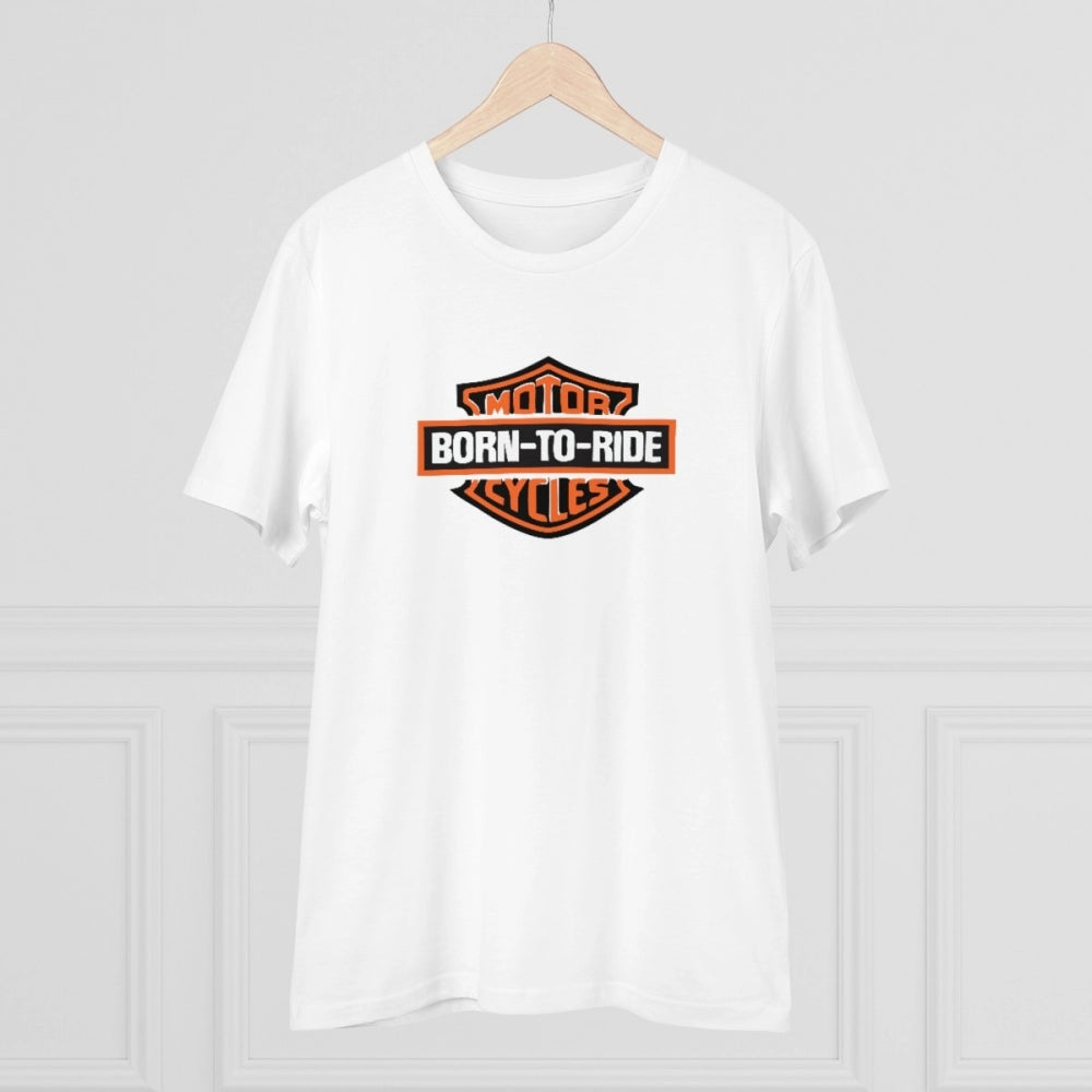 Amfyn Men's PC Cotton Bike Ride Design Printed T Shirt (Color: White, Thread Count: 180GSM)