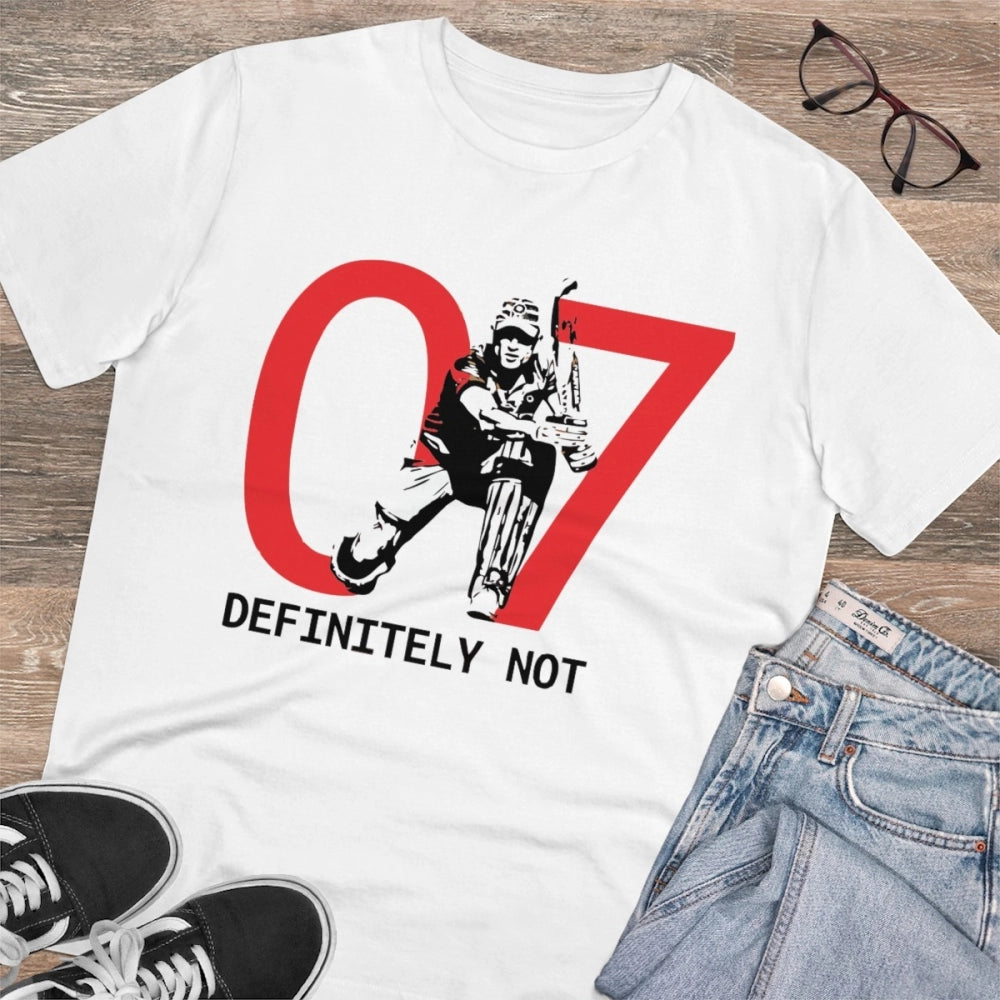 Amfyn Men's PC Cotton Cricket Design Printed T Shirt (Color: White, Thread Count: 180GSM)