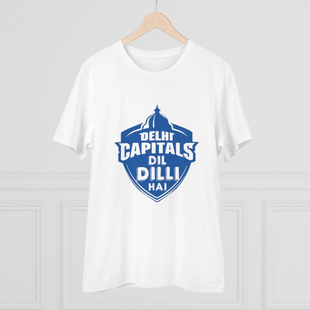 Amfyn Men's PC Cotton Cricket Design Printed T Shirt (Color: White, Thread Count: 180GSM)