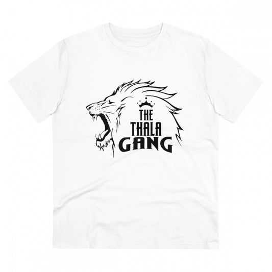 Amfyn Men's PC Cotton Cricket Design Printed T Shirt (Color: White, Thread Count: 180GSM)