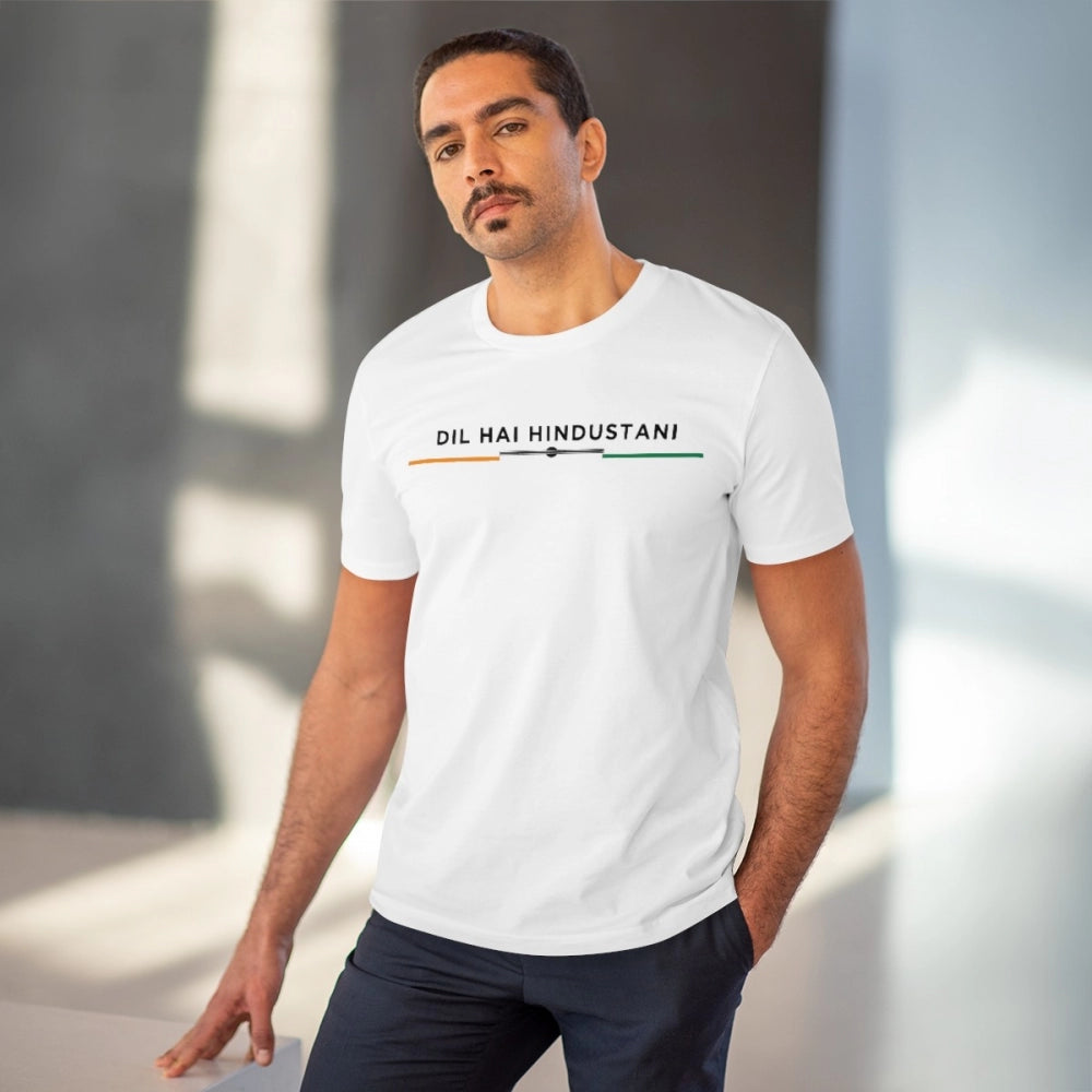 Amfyn Men's PC Cotton Dil Se Hindustani Printed T Shirt (Color: White, Thread Count: 180GSM)