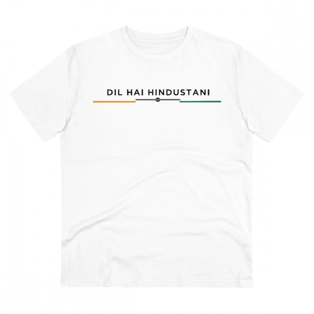 Amfyn Men's PC Cotton Dil Se Hindustani Printed T Shirt (Color: White, Thread Count: 180GSM)