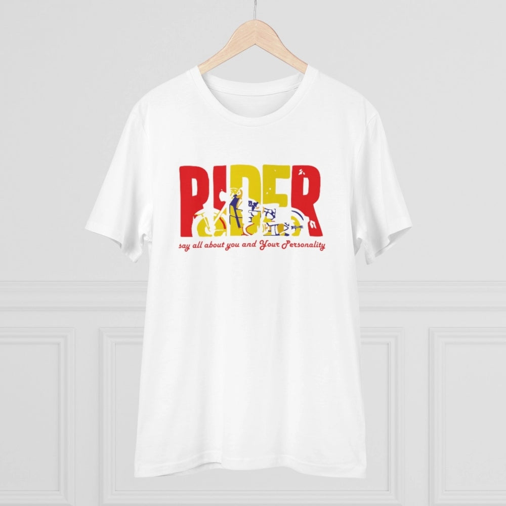 Amfyn Men's PC Cotton Bike Ride Design Printed T Shirt (Color: White, Thread Count: 180GSM)