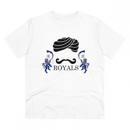 Amfyn Men's PC Cotton Cricket Design Printed T Shirt (Color: White, Thread Count: 180GSM)