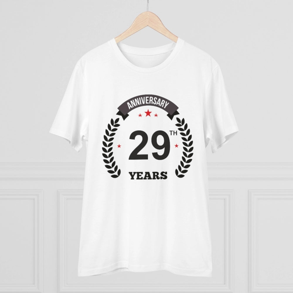 Amfyn Men's PC Cotton 29th Anniversary Printed T Shirt (Color: White, Thread Count: 180GSM)