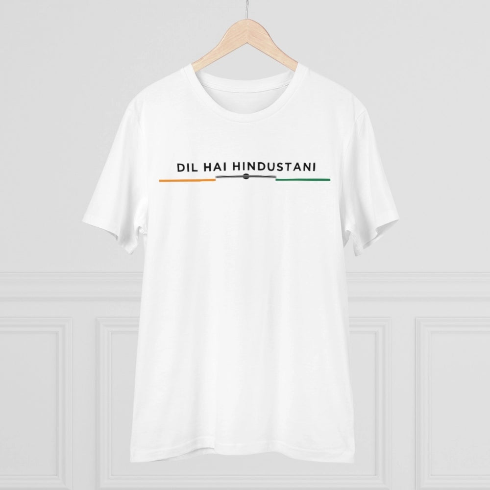 Amfyn Men's PC Cotton Dil Se Hindustani Printed T Shirt (Color: White, Thread Count: 180GSM)