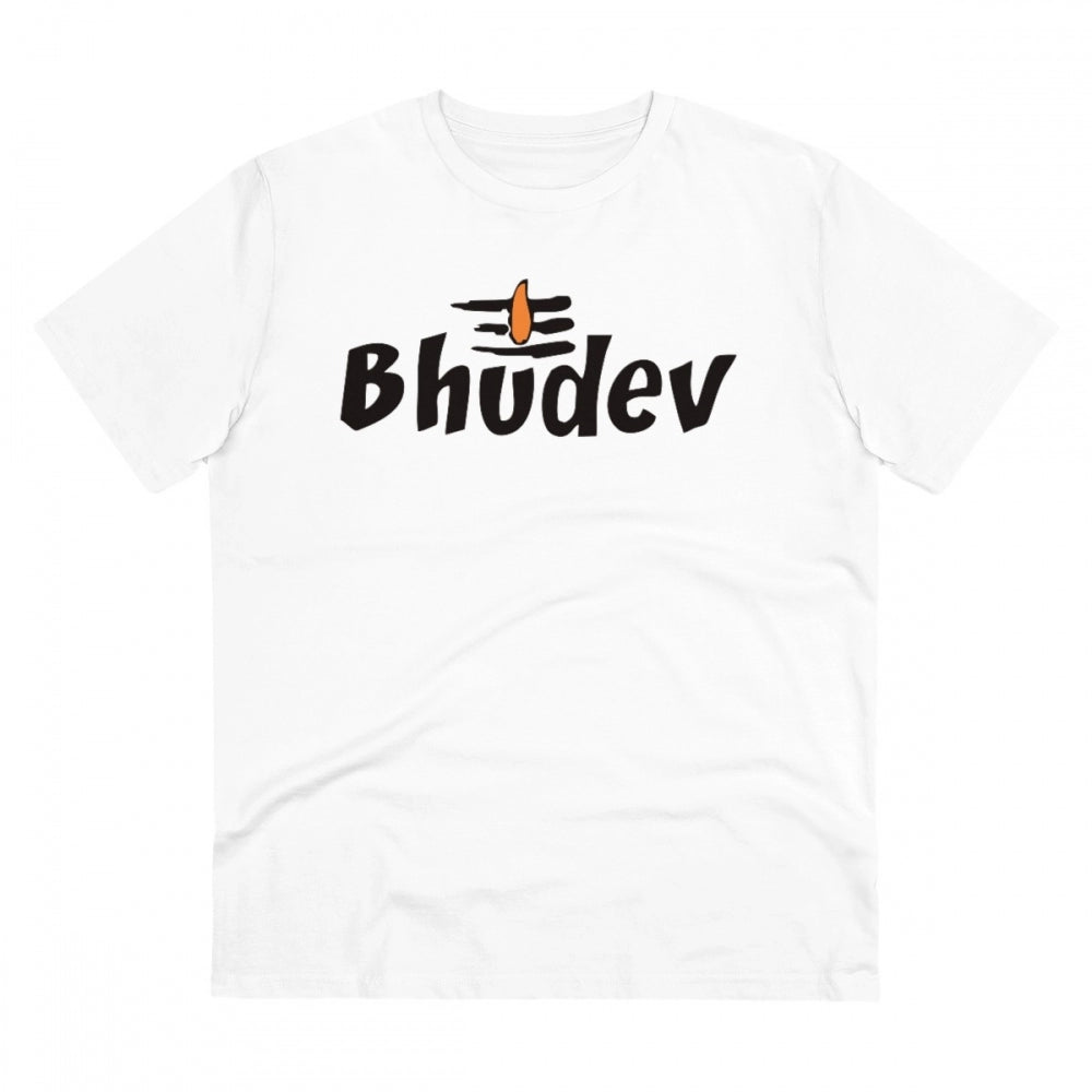 Amfyn Men's PC Cotton Bhudev Printed T Shirt (Color: White, Thread Count: 180GSM)