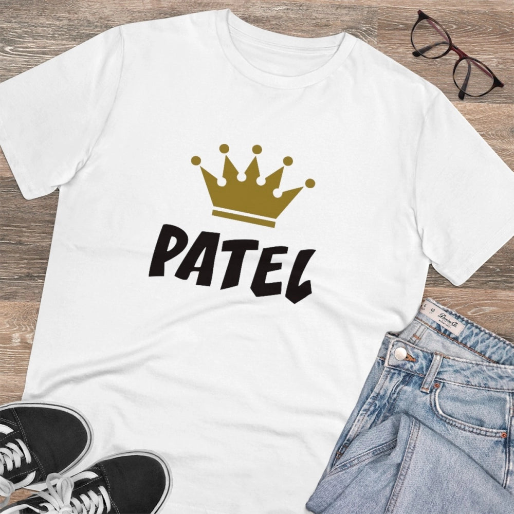 Amfyn Men's PC Cotton Patel Printed T Shirt (Color: White, Thread Count: 180GSM)