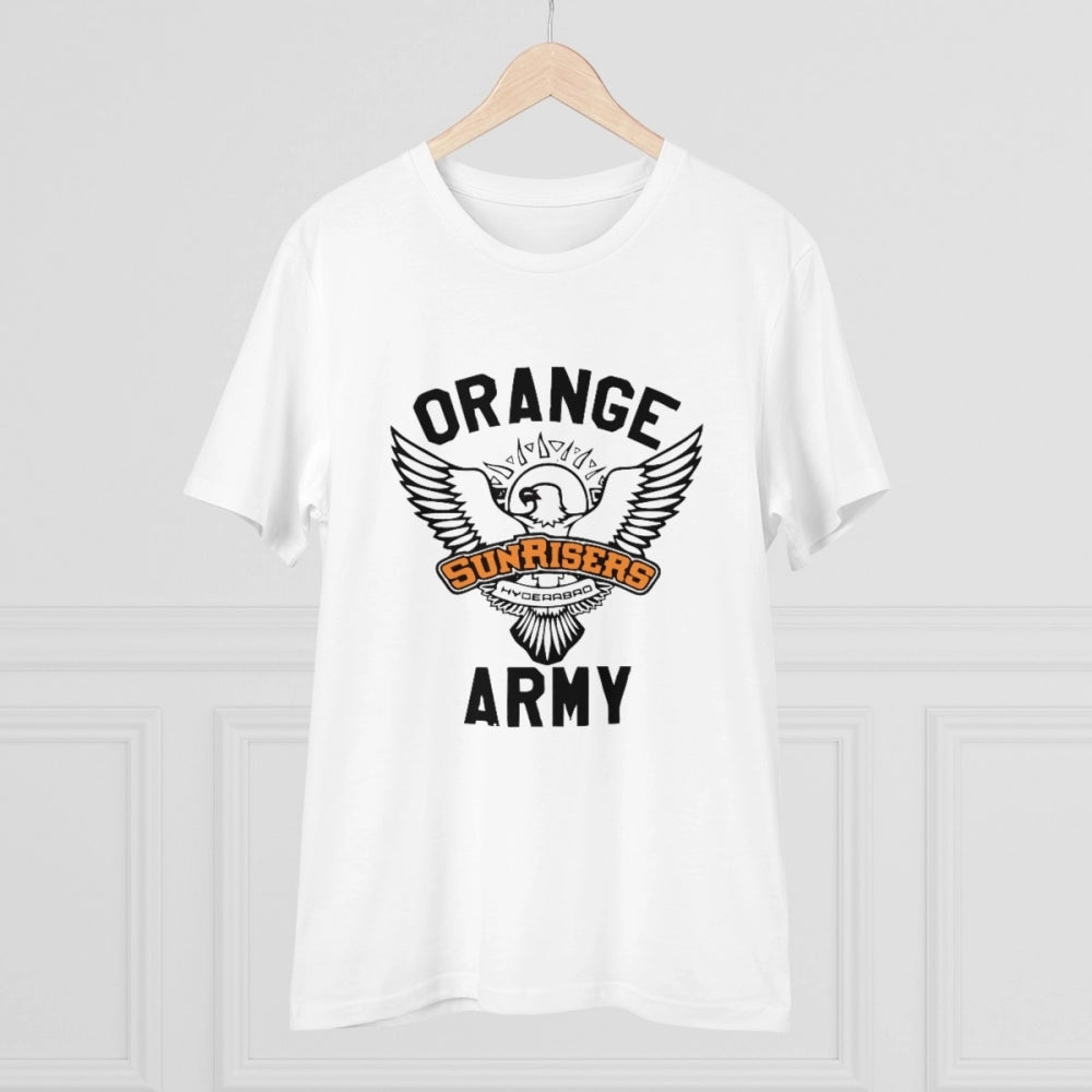 Amfyn Men's PC Cotton Cricket Design Printed T Shirt (Color: White, Thread Count: 180GSM)