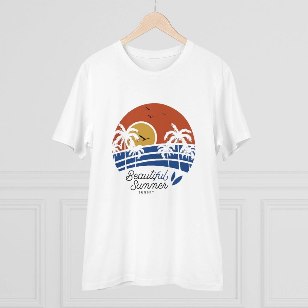 Amfyn Men's PC Cotton Beautiful Summer Printed T Shirt (Color: White, Thread Count: 180GSM)