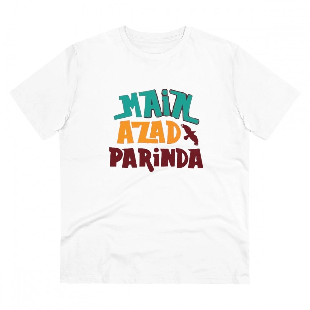 Amfyn Men's PC Cotton Me Azad Parinda Printed T Shirt (Color: White, Thread Count: 180GSM)