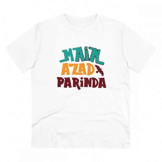Amfyn Men's PC Cotton Me Azad Parinda Printed T Shirt (Color: White, Thread Count: 180GSM)