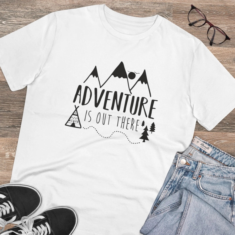 Amfyn Men's PC Cotton Explore The Unseen Printed T Shirt (Color: White, Thread Count: 180GSM)