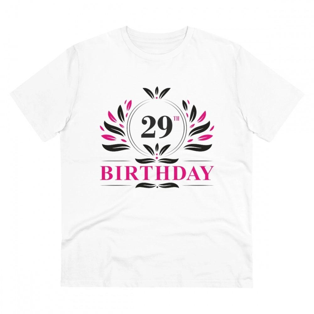 Amfyn Men's PC Cotton 29th Birthday Printed T Shirt (Color: White, Thread Count: 180GSM)