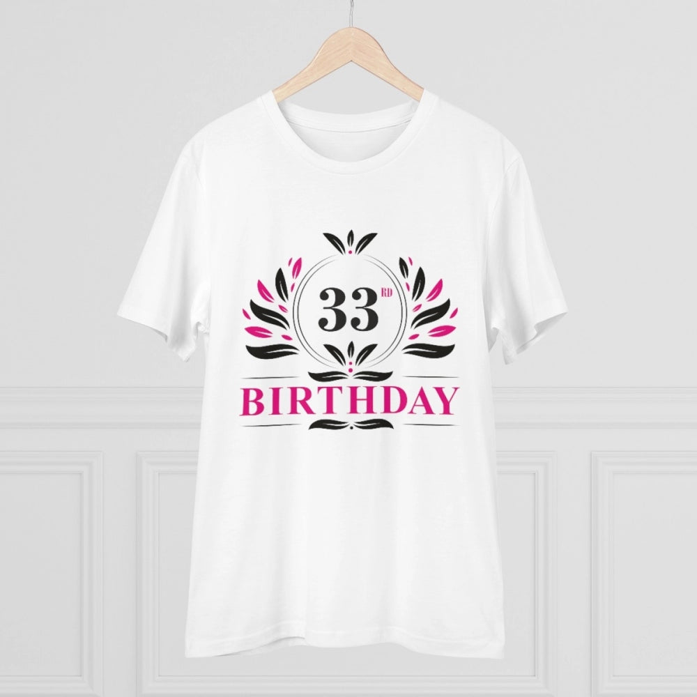 Amfyn Men's PC Cotton 33rd Birthday Printed T Shirt (Color: White, Thread Count: 180GSM)