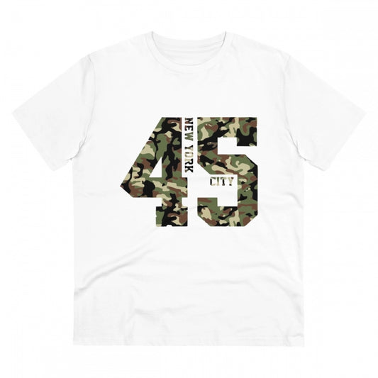 Amfyn Men's PC Cotton New York City Printed T Shirt (Color: White, Thread Count: 180GSM)