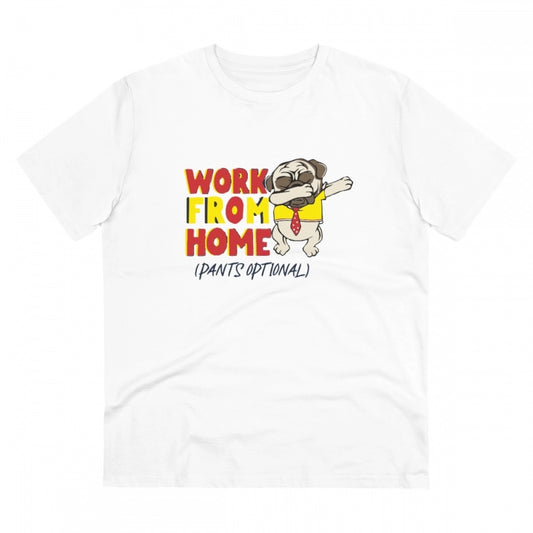 Amfyn Men's PC Cotton Work From Home Desing Printed T Shirt (Color: White, Thread Count: 180GSM)