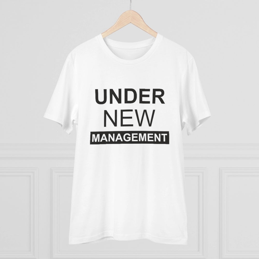 Amfyn Men's PC Cotton Under New Management Desing Printed T Shirt (Color: White, Thread Count: 180GSM)
