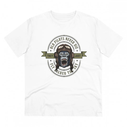 Amfyn Men's PC Cotton Gorila Desing Printed T Shirt (Color: White, Thread Count: 180GSM)