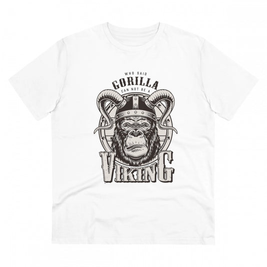 Amfyn Men's PC Cotton Gorila Desing Printed T Shirt (Color: White, Thread Count: 180GSM)