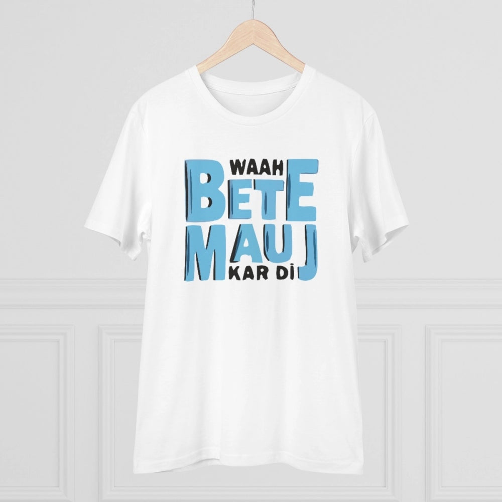 Amfyn Men's PC Cotton Mojj Kardi Printed T Shirt (Color: White, Thread Count: 180GSM)