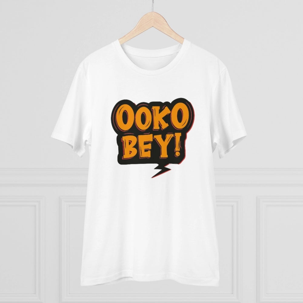 Amfyn Men's PC Cotton Telugu Desing Printed T Shirt (Color: White, Thread Count: 180GSM)