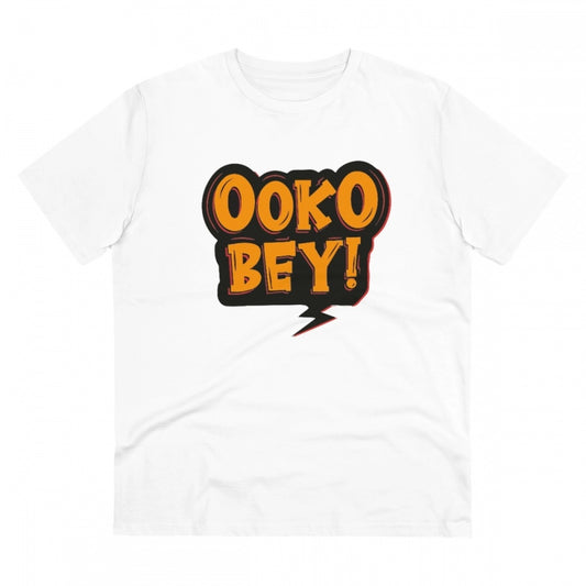 Amfyn Men's PC Cotton Telugu Desing Printed T Shirt (Color: White, Thread Count: 180GSM)