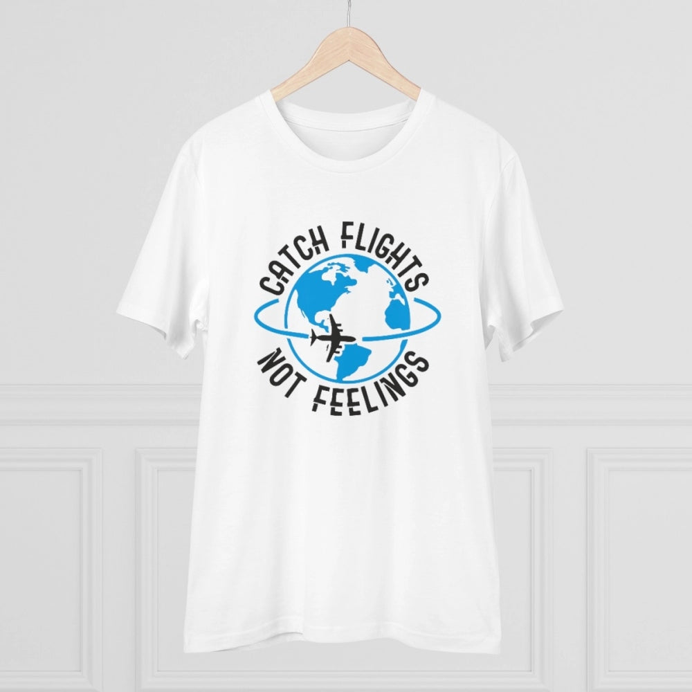 Amfyn Men's PC Cotton Explore The Unseen Printed T Shirt (Color: White, Thread Count: 180GSM)