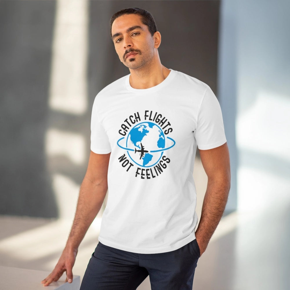 Amfyn Men's PC Cotton Explore The Unseen Printed T Shirt (Color: White, Thread Count: 180GSM)
