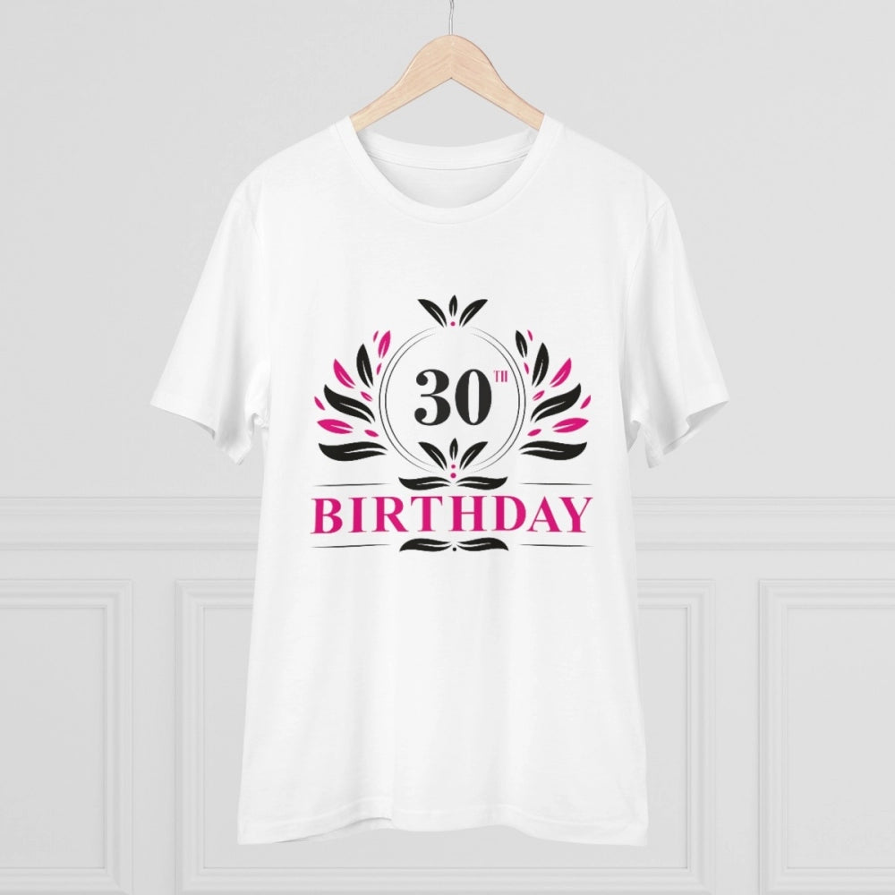 Amfyn Men's PC Cotton 30th Birthday Printed T Shirt (Color: White, Thread Count: 180GSM)
