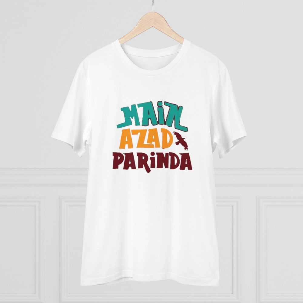 Amfyn Men's PC Cotton Me Azad Parinda Printed T Shirt (Color: White, Thread Count: 180GSM)
