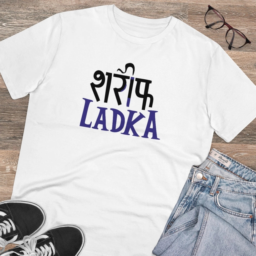 Amfyn Men's PC Cotton Sarif Ladka Printed T Shirt (Color: White, Thread Count: 180GSM)