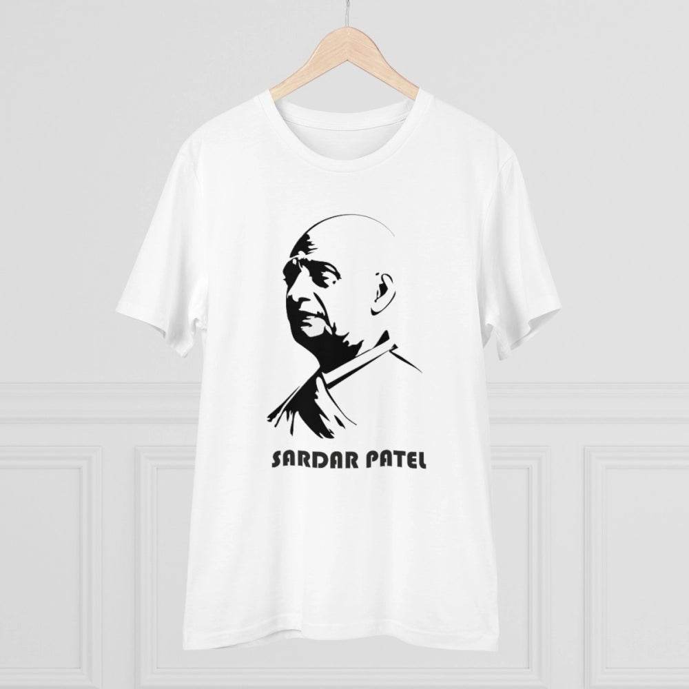Amfyn Men's PC Cotton Sardar Patel Printed T Shirt (Color: White, Thread Count: 180GSM)