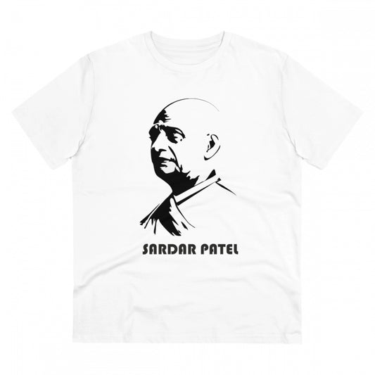 Amfyn Men's PC Cotton Sardar Patel Printed T Shirt (Color: White, Thread Count: 180GSM)