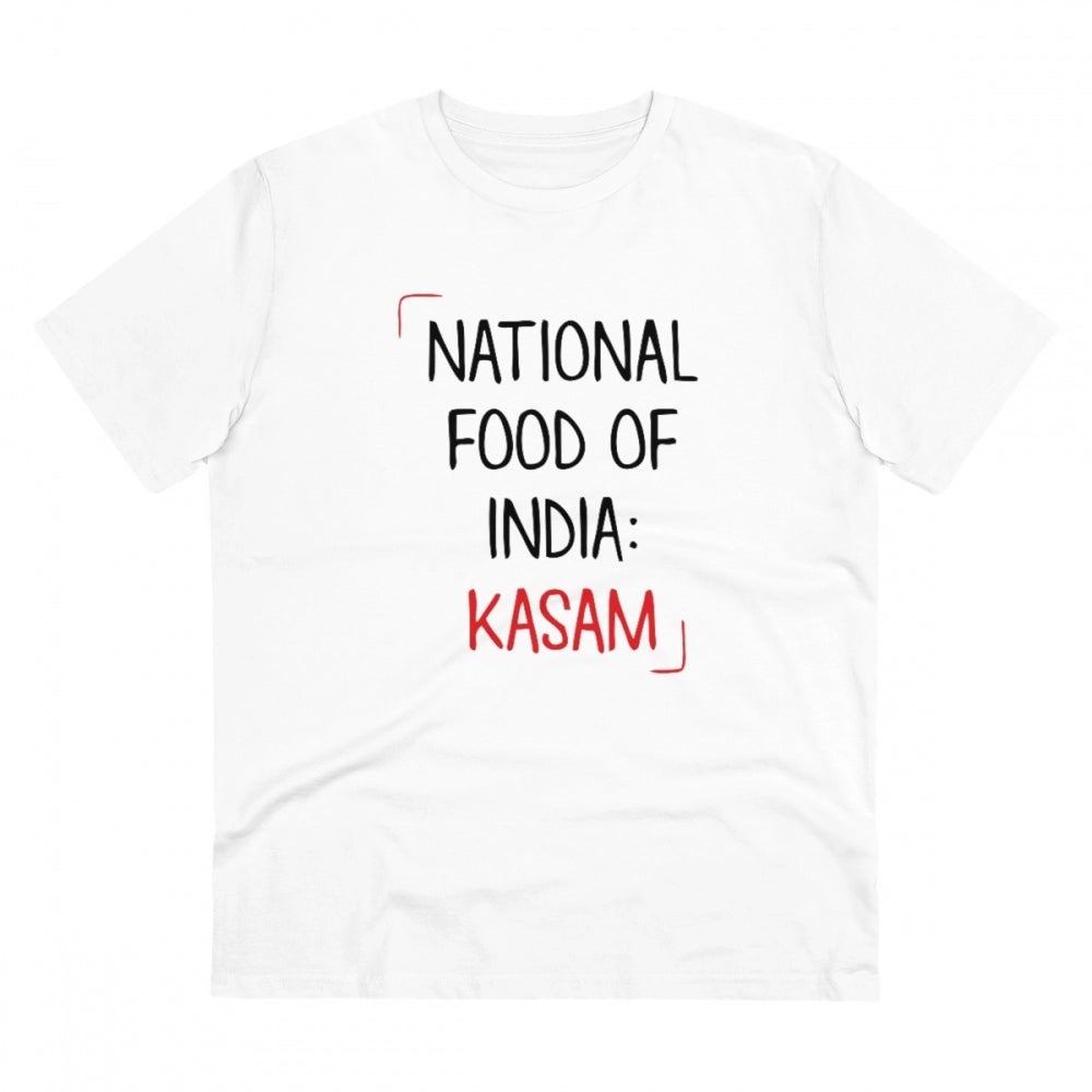 Amfyn Men's PC Cotton India Kasam Printed T Shirt (Color: White, Thread Count: 180GSM)