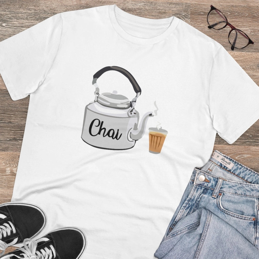 Amfyn Men's PC Cotton Marathi Desing Printed T Shirt (Color: White, Thread Count: 180GSM)