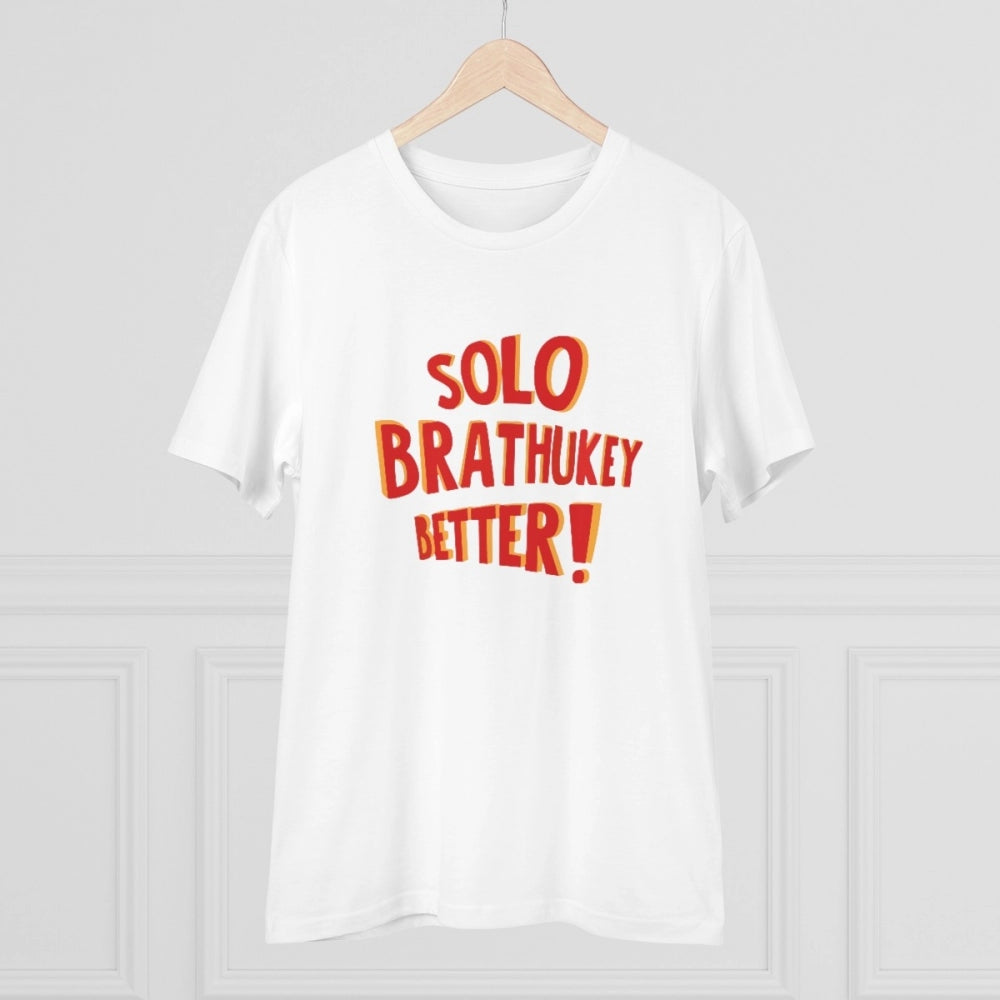 Amfyn Men's PC Cotton Telugu Desing Printed T Shirt (Color: White, Thread Count: 180GSM)