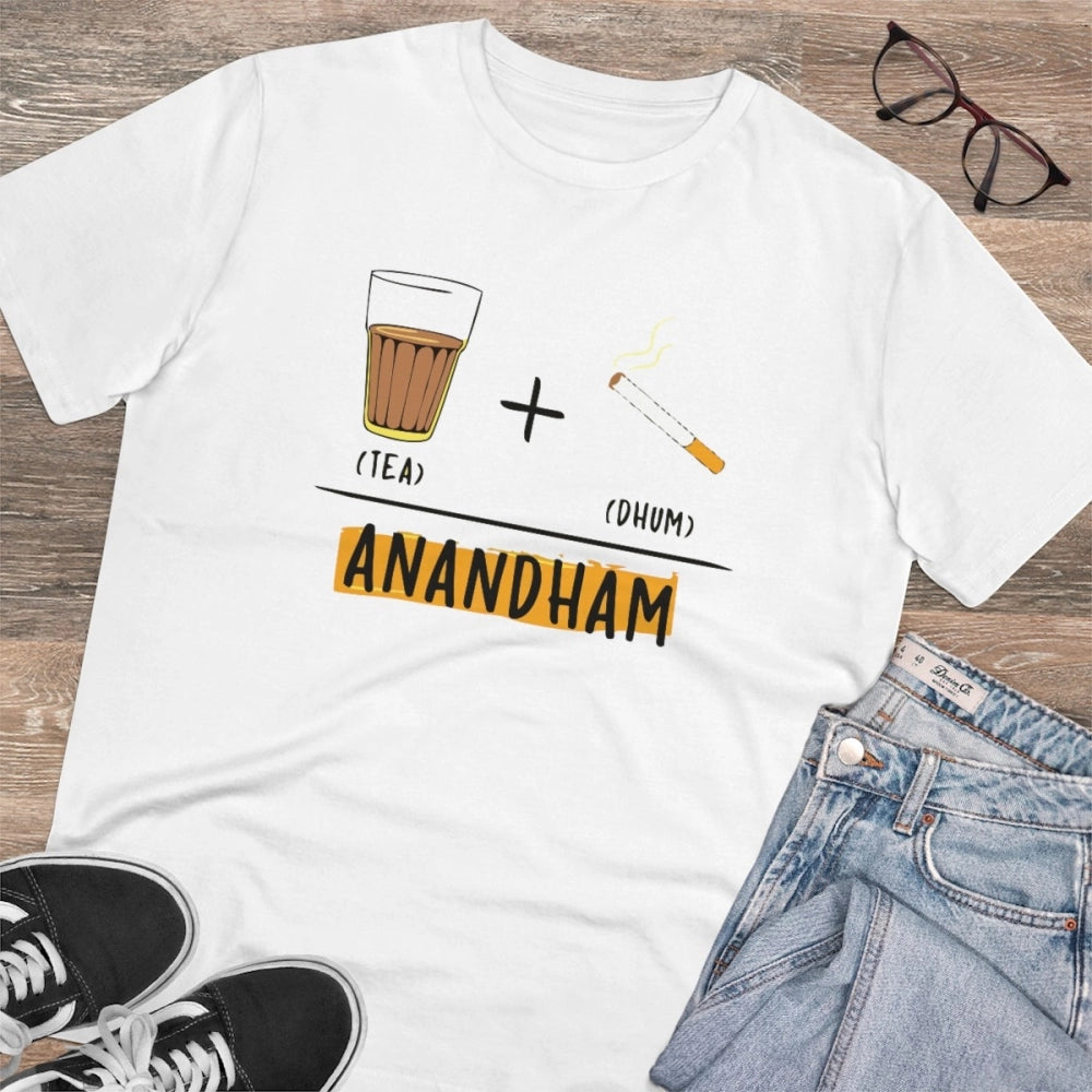 Amfyn Men's PC Cotton Telugu Desing Printed T Shirt (Color: White, Thread Count: 180GSM)