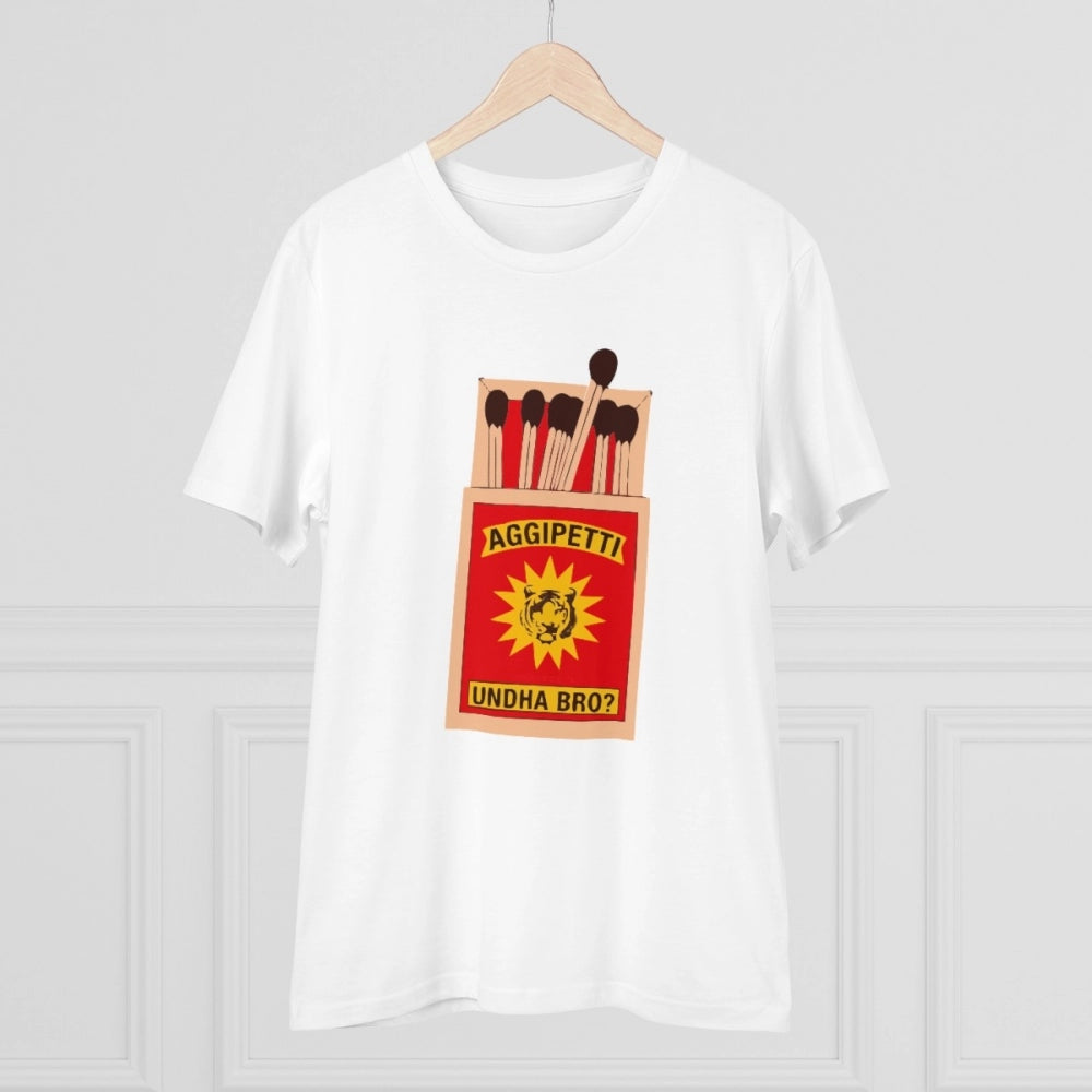 Amfyn Men's PC Cotton Telugu Desing Printed T Shirt (Color: White, Thread Count: 180GSM)