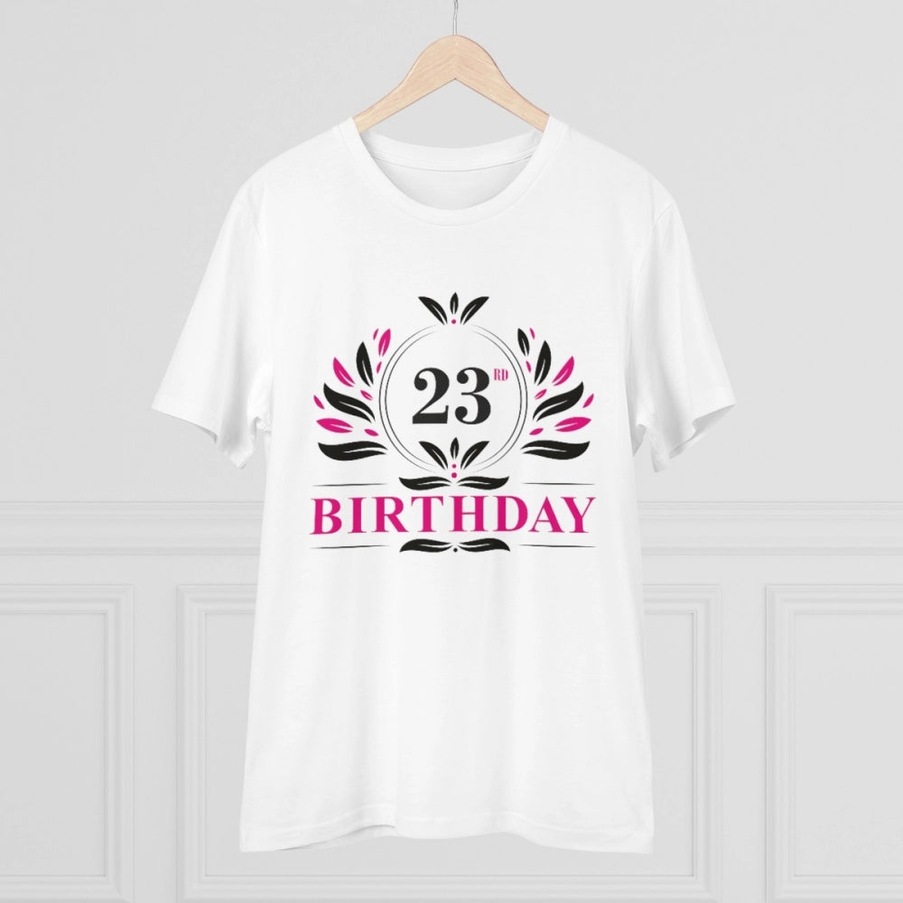 Amfyn Men's PC Cotton 23rd Birthday Printed T Shirt (Color: White, Thread Count: 180GSM)