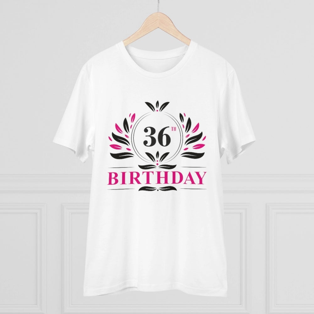 Amfyn Men's PC Cotton 36th Birthday Printed T Shirt (Color: White, Thread Count: 180GSM)