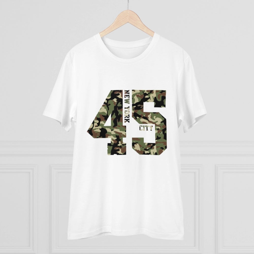 Amfyn Men's PC Cotton New York City Printed T Shirt (Color: White, Thread Count: 180GSM)